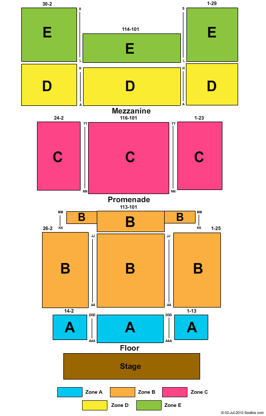 Palladium Times Square End Stage Zone Seating Chart